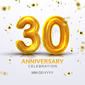 30号可充气黄金的庆祝典标语模板亮光和彩色和仪式信息3d插图庆祝30周年典标语图片