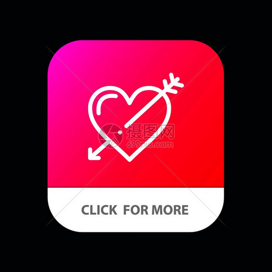 心脏箭节日爱情人移动应用程序按钮以及机器人和ios线条版本图片