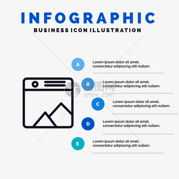 图像照片画廊带有5步图表背景的网络标图片
