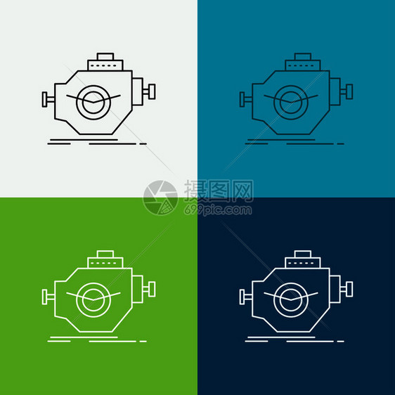 发动机网络应程序的线条设计矢量图图片
