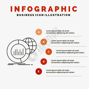 用于网站和演示的大图表数据世界信息模板直线灰色图标带有橙信息风格矢量说明eps10抽象模板背景图片