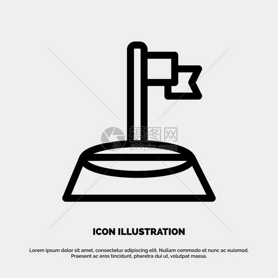 角旗帜高尔夫运动线图标矢量图片