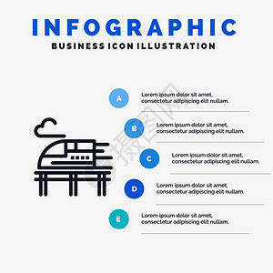 列圆运输线图标带有5步挂图背景图片