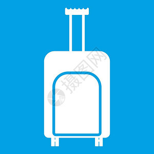 蓝色背景矢量图上孤立的白色旅行李箱图标旅李箱图标白色图片