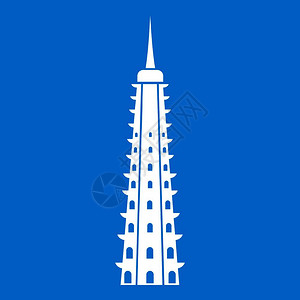 多伦多塔插画-多伦多塔卡通-在抽象云背景上绘制蓝色图示插图-摄图网