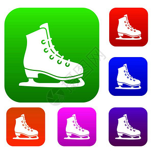 以不同颜色的孤立矢量图解显示的滑冰标溢价收集滑冰图片