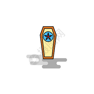 卡通棺材平板棺材图标矢量插画