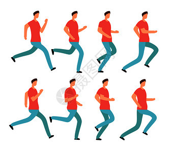 卡通年轻男子慢跑背景图片