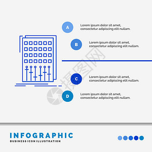 用于网站和演示的音频控制混合音器工作室信息图表模板图片