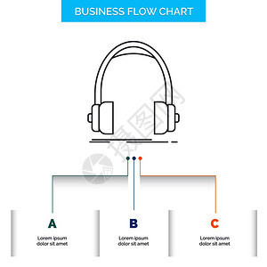 音频耳机监视器工作室商务流程图设计有3个步骤图片