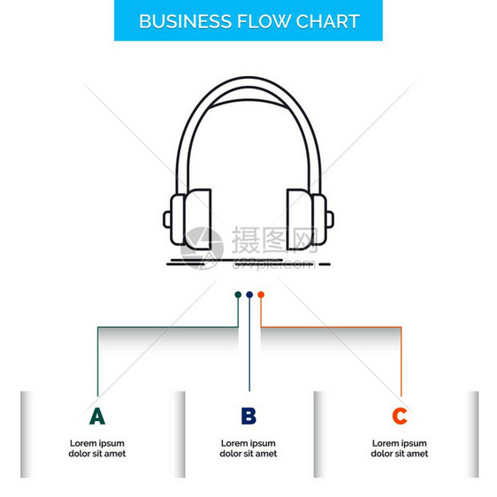音频耳机监视器工作室商务流程图设计有3个步骤图片