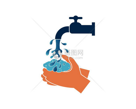 节约用水勤洗手矢量图标图片