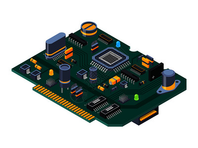 计算机硬件系统集成半导体电容器和芯片子计算机半导体电路部件矢量
