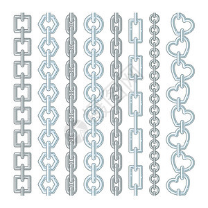 金属和银链在白色上隔离矢量链钢强烈的金属闪亮示意图矢量图片