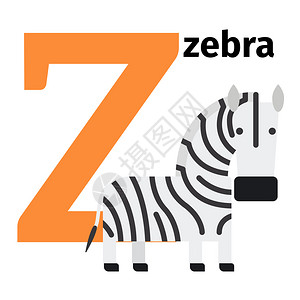 英文动物园字母表z斑马矢量说明英文动物园字母z图片