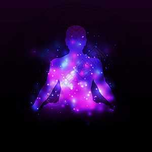 紫罗兰冥想曼荼罗的剪影与闪亮的效果隔绝矢量插图紫色冥想曼荼罗的剪影具有闪亮的效果图片