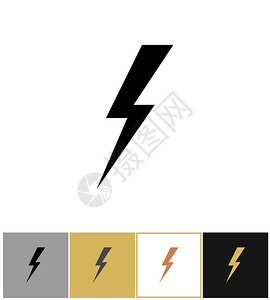 闪电图标闪光或闪电战象形图上的黄金黑色和白色背景矢量插图闪电图标闪光图片