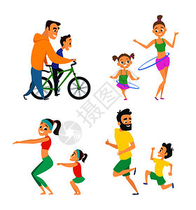 参加健身活动的家庭图片
