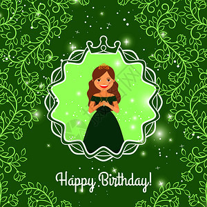 卡通公主的生日贺卡背景图片