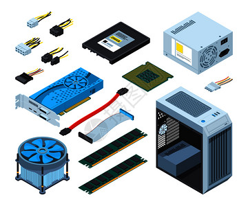 计算机芯片处理器和部件半导体微处理器矢量的硬件背景图片