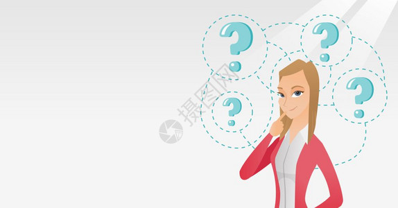 思考问题的女人插画_思考问题的女人卡通_思考问题的女人插图_手绘_板
