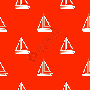 小船帆船游艇矢量红色背景图背景图片