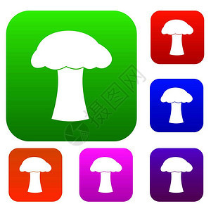 不同颜色孤立矢量插图中的蘑菇标溢价收集蘑菇图片