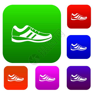 男子运动鞋以不同颜色的孤立矢量图解组标保费收集男子运动鞋收集图片