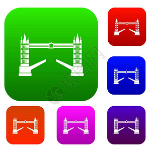 以不同颜色的孤立矢量插图组塔桥标溢价收藏塔桥图片