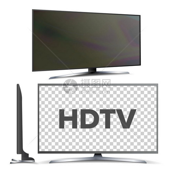 现代hdtvlc带铅屏幕电视机矢量型式内有大空白显示面板墙等离子体或tv监测电子数字媒体技术现实化的3d插图图片