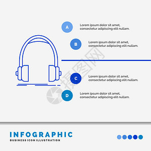 用于网站和演示文稿的音频耳机监视器工作室信息图表模板图片