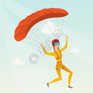 年轻女子跳降落伞图片