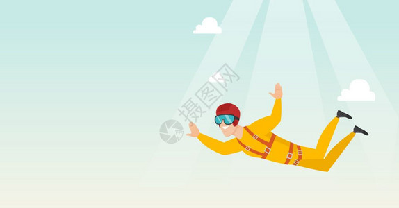 空中极限运动跳伞的男子图片