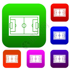 以不同颜色的孤立矢量插图显示的足球场标溢价收集足球场图片