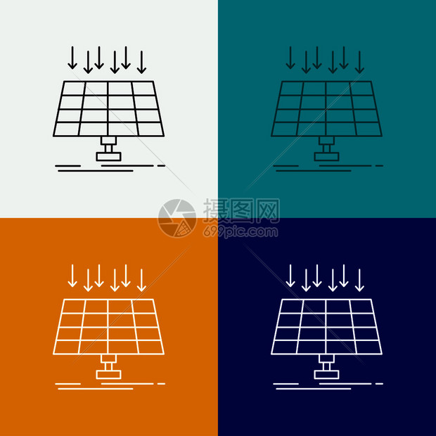 太阳能板应程序的线条样矢量图图片