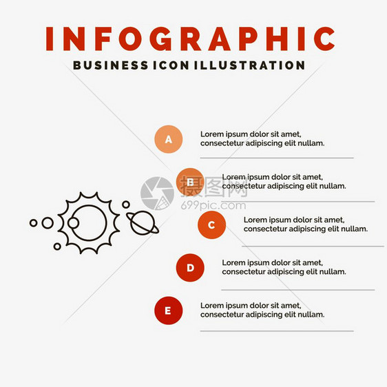 用于网站和演示的太阳系统宇宙太阳系天文学信息图模板图片