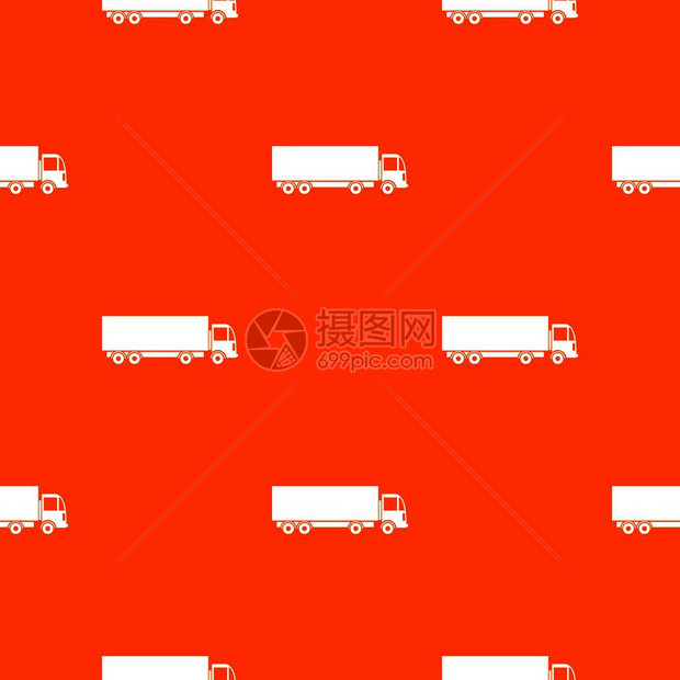 橙色卡车模式无缝重复矢量几何图图片