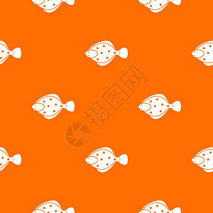 任何设计的鱼图案均以橙色无缝重复矢量几何图例浮游鱼案无缝图片