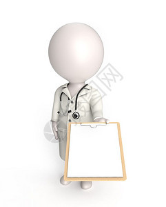 3D个白人小作为显示文件的医生站立图片