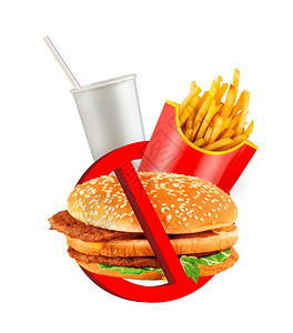 白色背景上孤立的快速食品危险标签图片