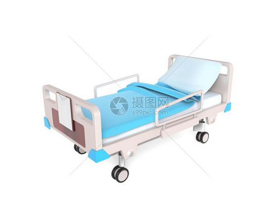 3张小医疗床被隔离在白色的病床上图片