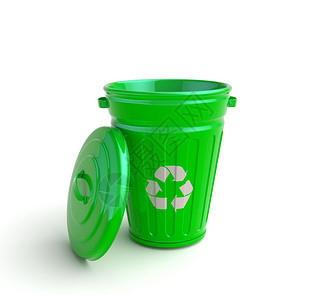 绿色回收垃圾可以隔离在白色中图片