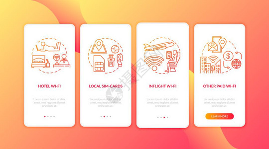 Wif类型和本地Simcard走过4步图形指示ui矢量模板配有rgb颜色插图图片