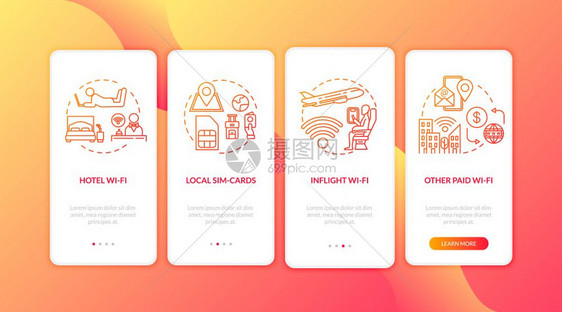 Wif类型和本地Simcard走过4步图形指示ui矢量模板配有rgb颜色插图图片