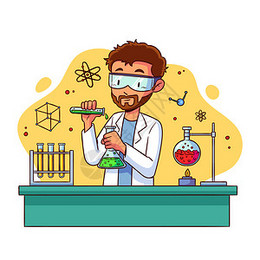 调配,研究,化学的插画_发现,实验,工作,科学家,调配,研究,化学的卡通
