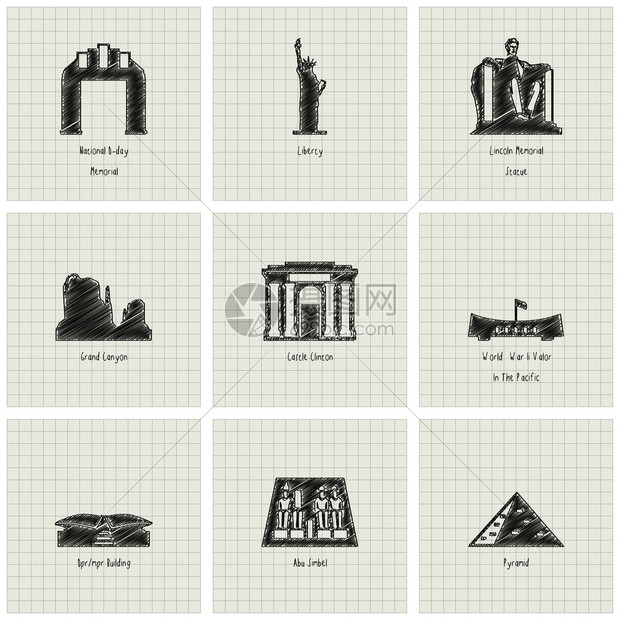 世界著名里程碑设计矢量图片素材-正版创意图片303013179-摄图网