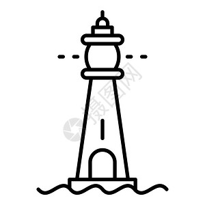 矢量图标用于在白色背景上孤立的网络设计玻璃灯塔图标大纲样式插画