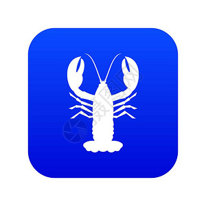 白灼罗氏虾白矢量图解中孤立的任何设计所用龙虾图标数字蓝色插画