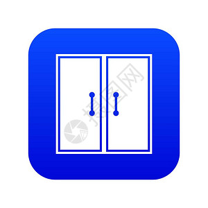 入口玻璃门2个玻璃门图标数字蓝色用于在白矢量图解上孤立的任何设计