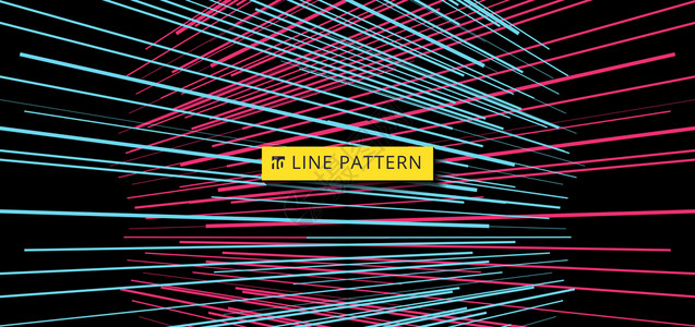 四大视角黑色背景的抽象蓝和粉水平速度线图案视角矢量图解插画